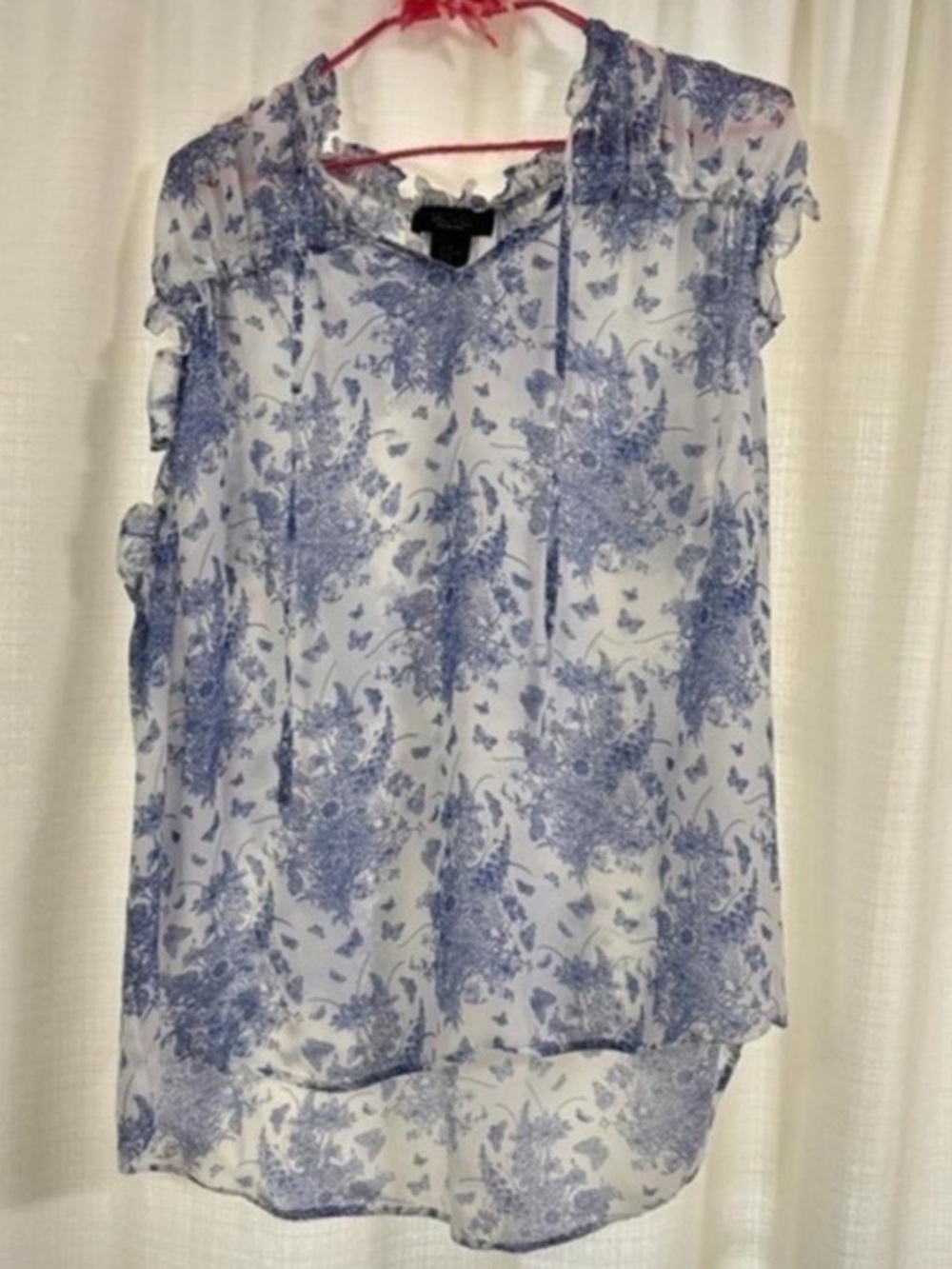 RACHEL Rachel Roy Blue Floral Sheer  Top